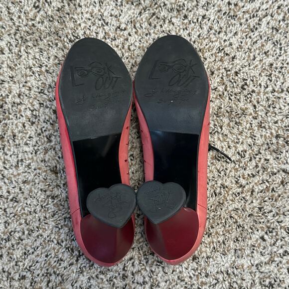 JOHN FLUEVOG Look Out Fascination Lace-Up Leather Heel Pink Oxford Coral Witchy - Picture 14 of 14